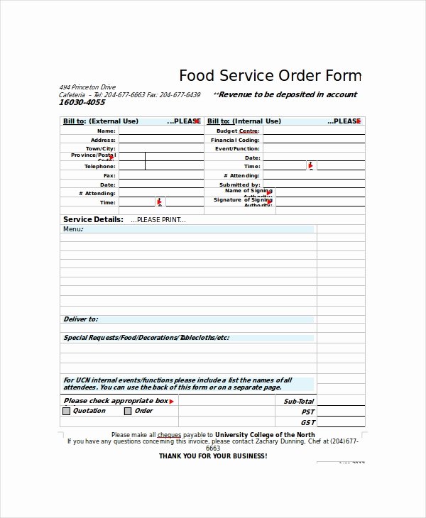 Food order form Template Fresh order form Template 12 Free Word Pdf Documents