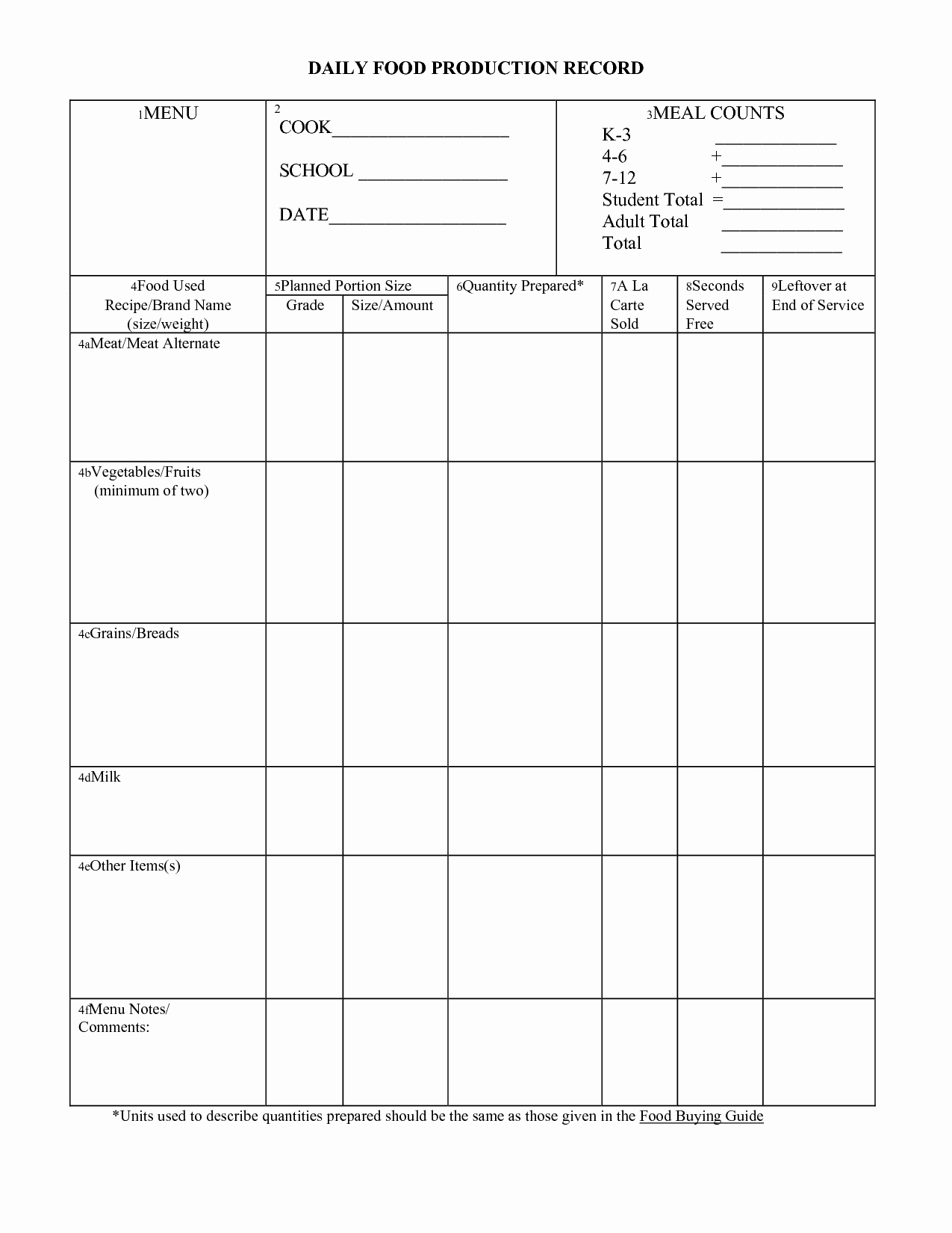 Food Production Sheet Template Lovely 12 Best Of Food Production Worksheet Template