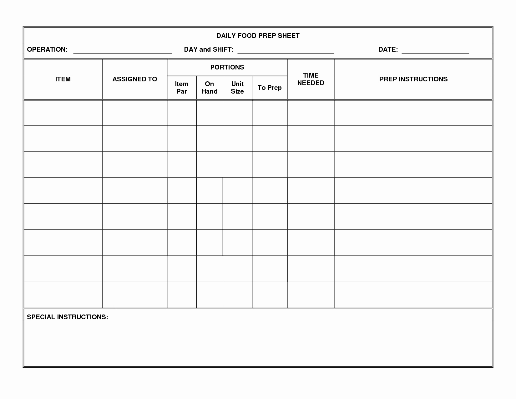 Food Production Sheet Template New 26 Of Food Production Sheet Template