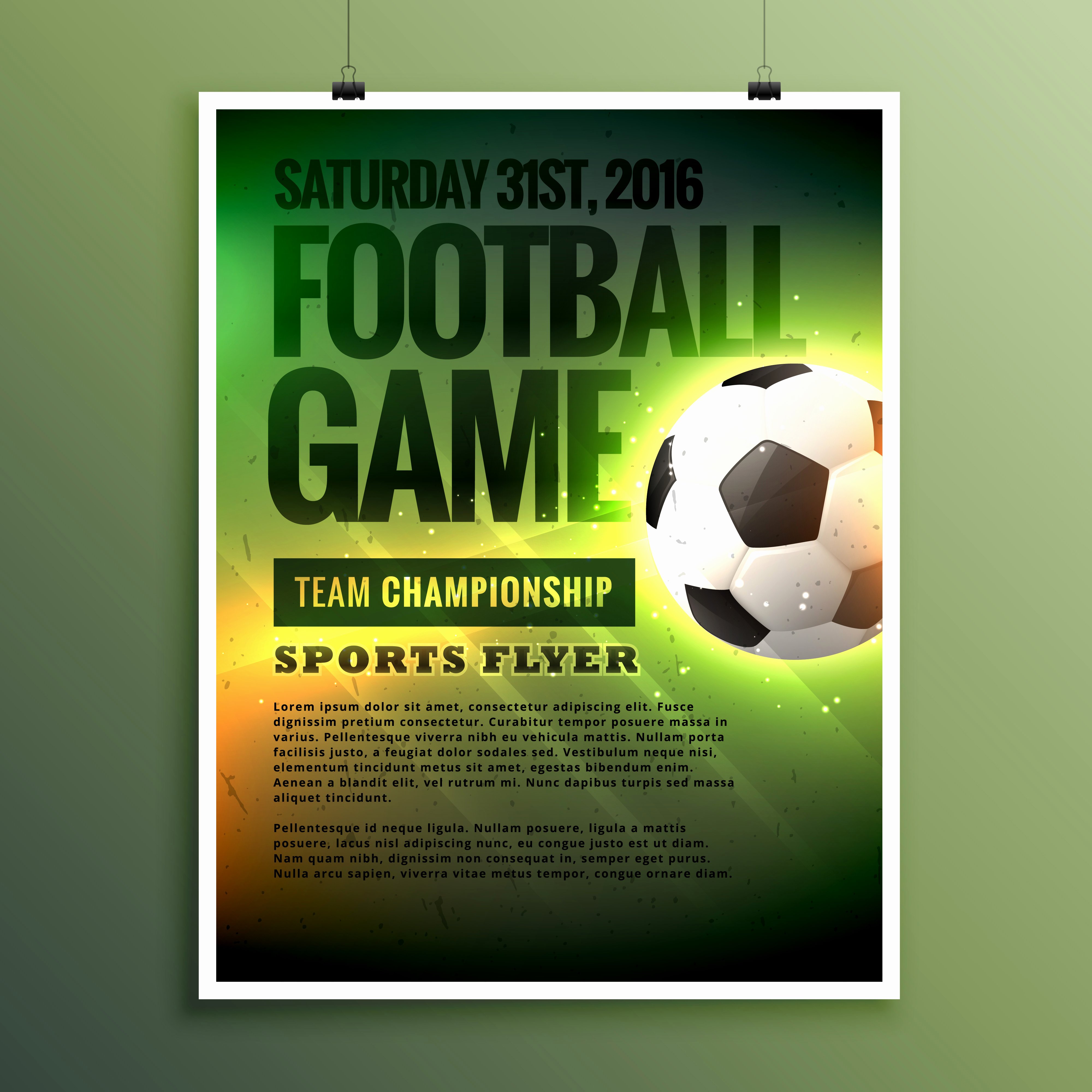 Football Flyer Template Free Beautiful Football Game Flyer Design Card Invitation Template