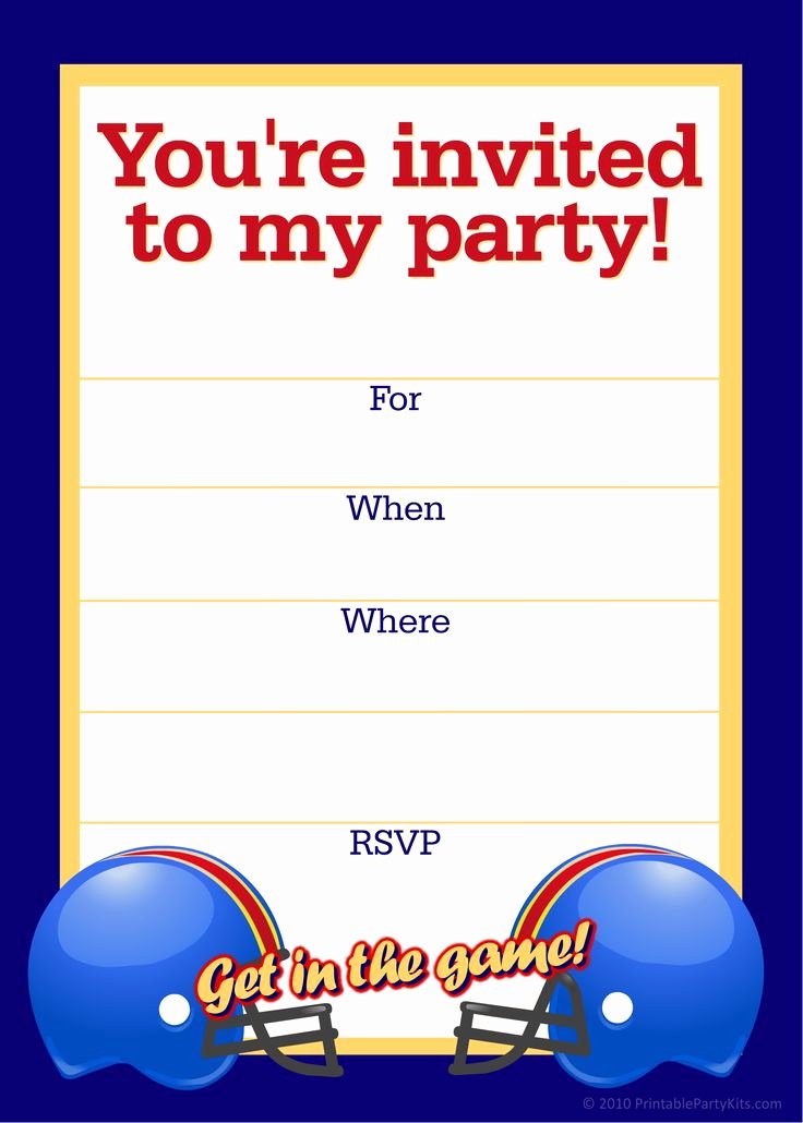 Football Party Invitation Template Luxury Free Printable Sports Birthday Party Invitations Templates