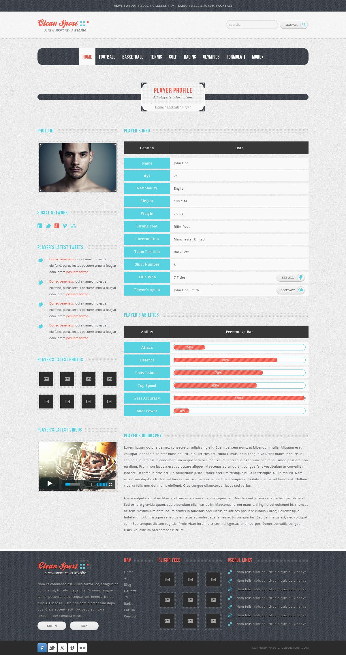 Football Player Profile Template Lovely Clean Sport 18 Psd Sport Template by Shakerhamdi