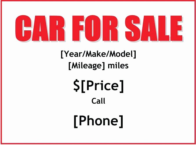 For Sale Sign Template Lovely Vehicle for Sale Template – Flybymedia