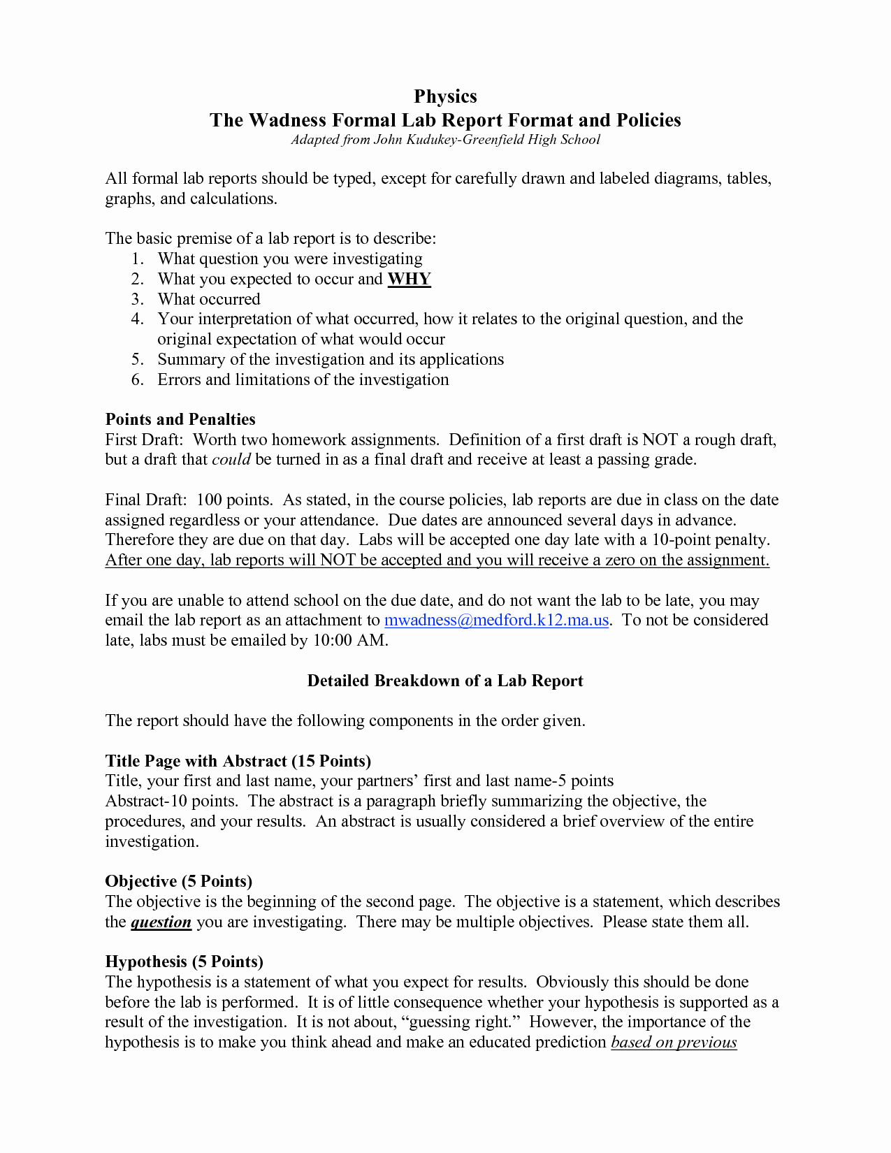 Formal Lab Report Template Luxury formal Lab Report Template Physics Biological Science