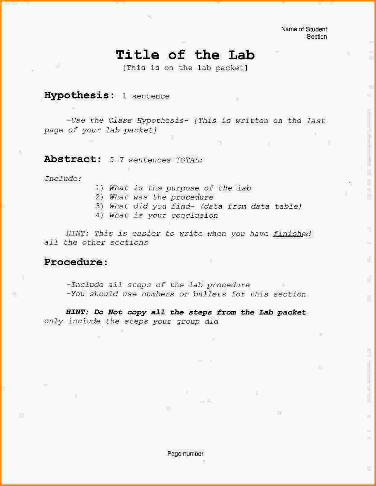 Formal Lab Report Template New 10 formal Lab Report Template