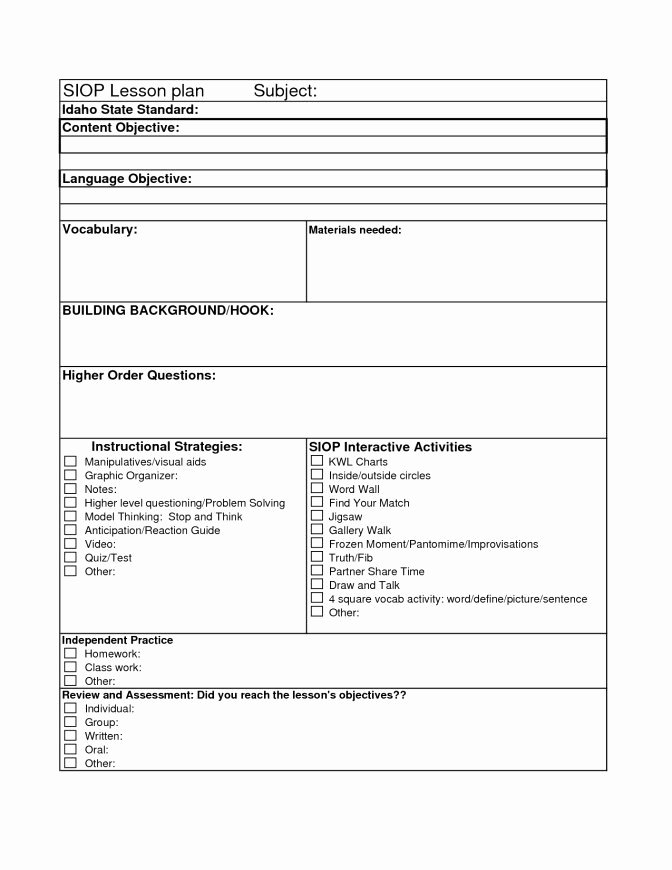 Formal Lesson Plan Template New Danielson Aligned Lesson Plan Template for formal