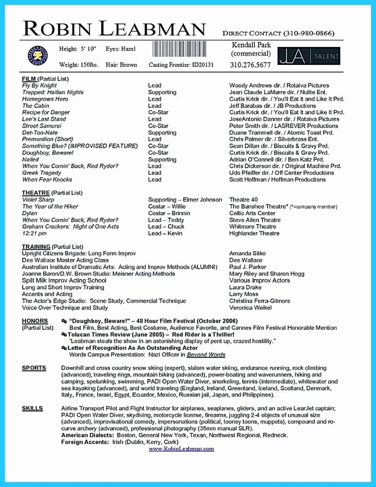 Free Acting Resume Template Fresh Best 25 Acting Resume Template Ideas On Pinterest