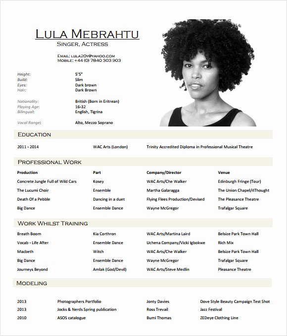 Free Acting Resume Template Lovely 20 Useful Sample Acting Resume Templates to Download