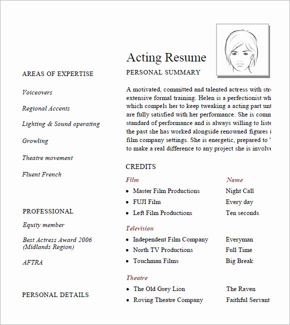 Free Acting Resume Template Luxury Acting Resume Template – 6 Free Samples Examples format