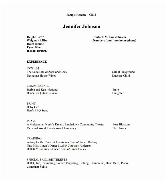 Free Acting Resume Template Unique Acting Resume Template 7 Free Word Excel Pdf format