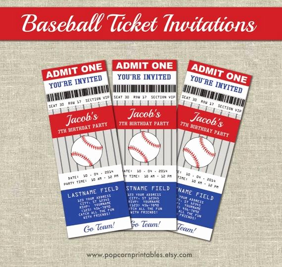 Free Baseball Ticket Template Fresh Baseball Ticket Invitations Printables Editable Text Pdf