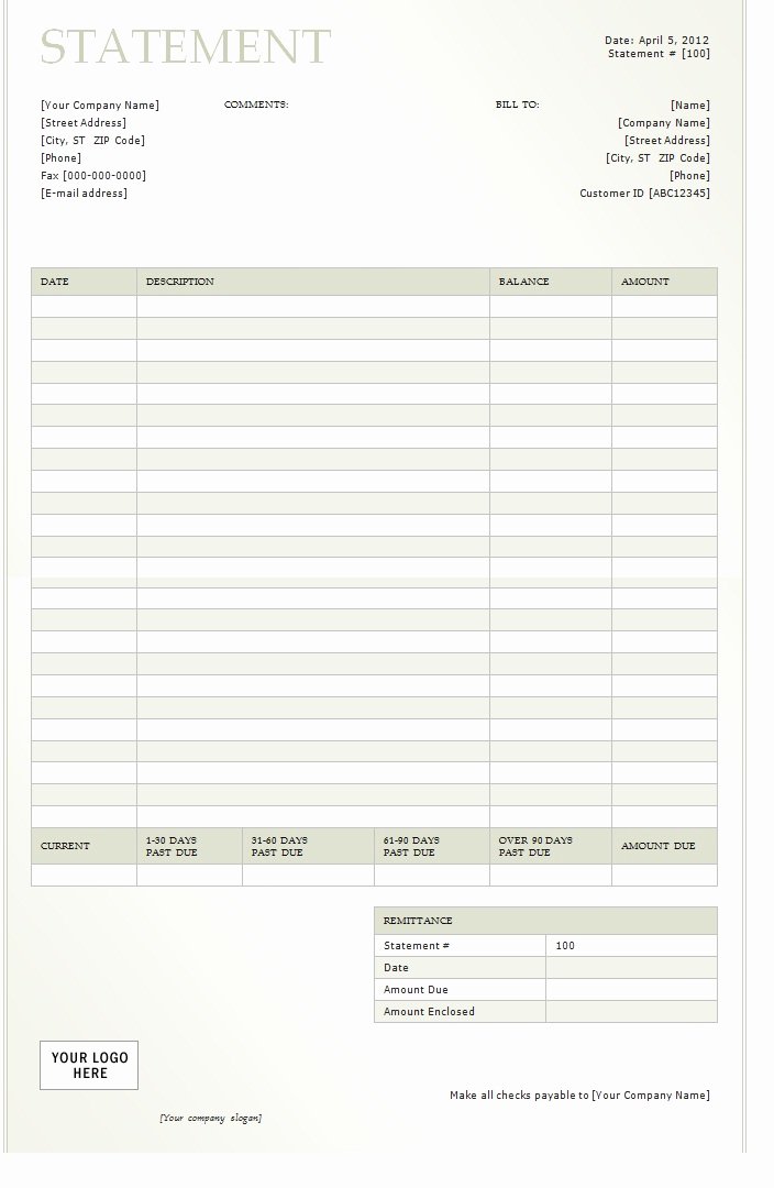 Free Billing Statement Template Lovely Billing Statement 2012 Template Sample