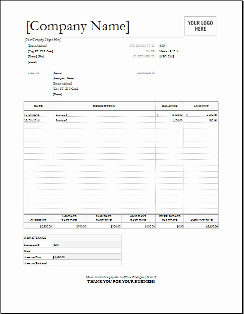 Free Billing Statement Template Lovely Billing Statement Invoice Template for Excel