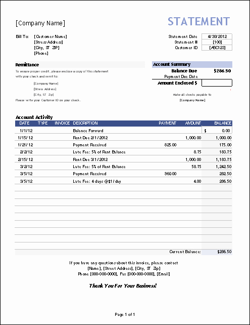 Free Billing Statement Template New Free Billing Statement Template for Invoice Tracking