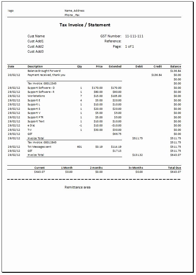 Free Billing Statement Template New Invoice Statement Template Free Billing Statement Template