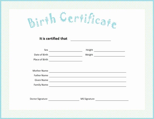 Free Birth Certificate Template Awesome Birth Certificate Template for Boy