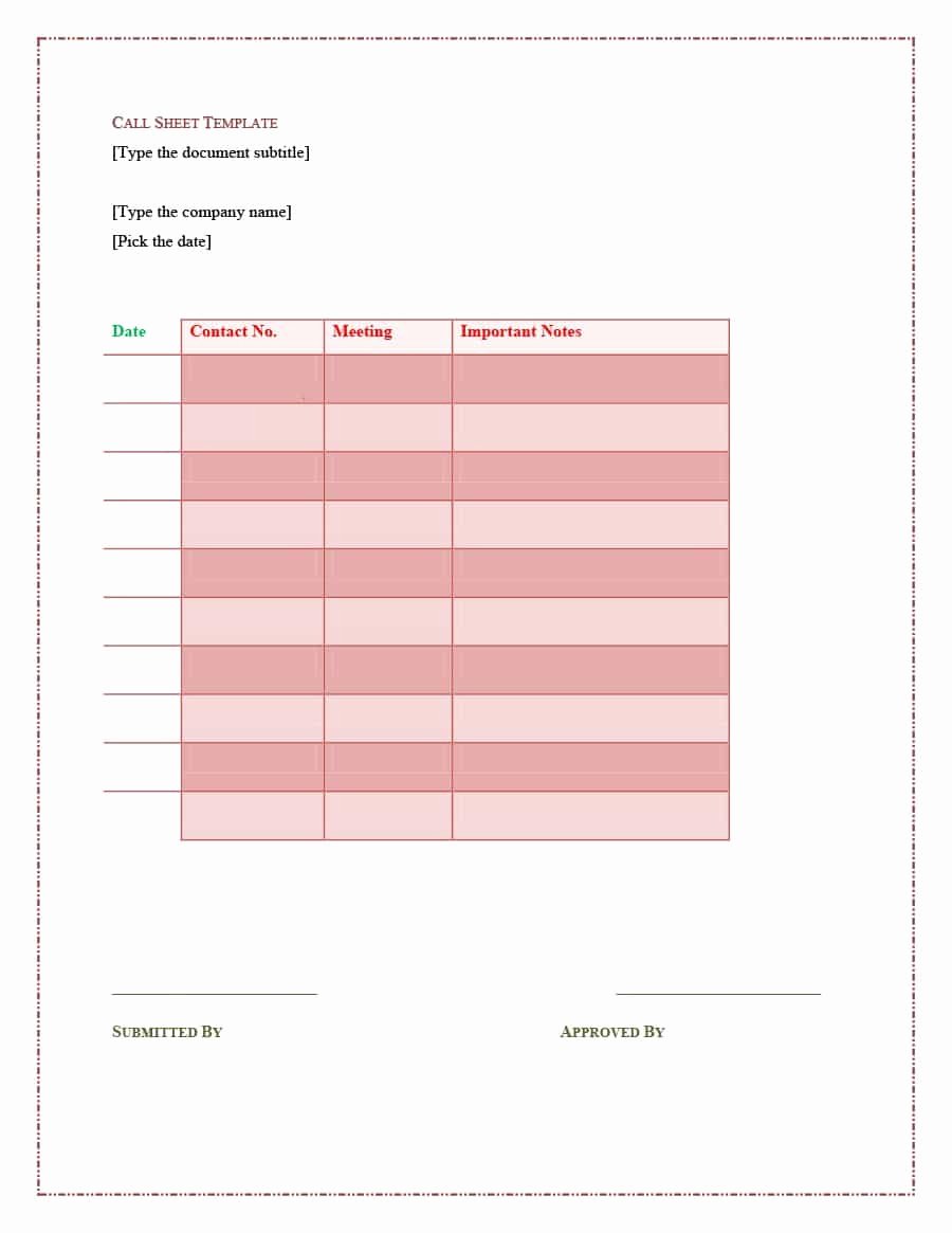 Free Call Sheet Template Fresh 40 Printable Call Log Templates In Microsoft Word and Excel