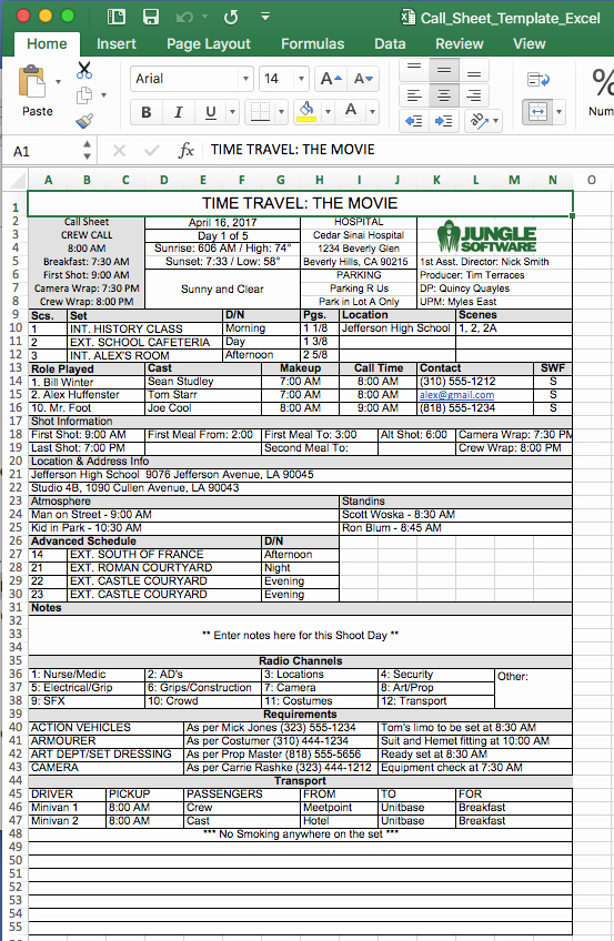 Free Call Sheet Template Luxury Free Call Sheet Template In Excel