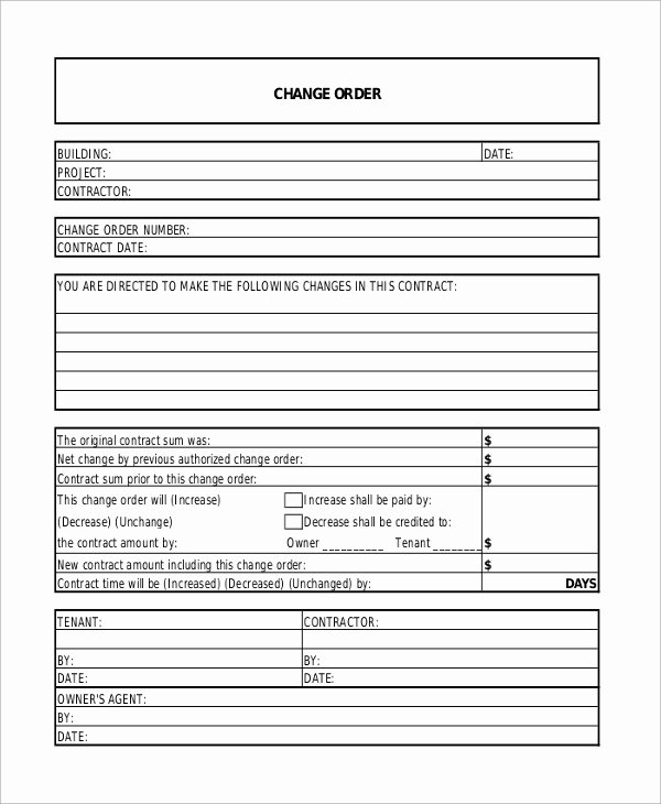 Free Change order Template Luxury 12 Sample Change order forms