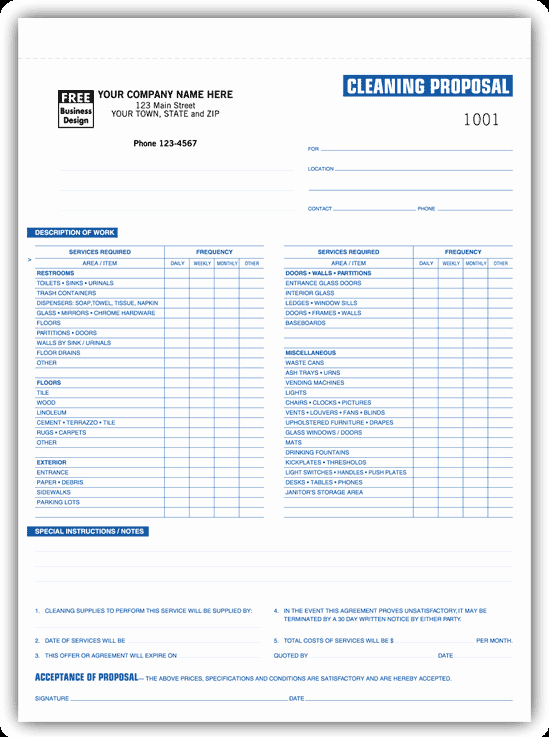 Free Cleaning Proposal Template Beautiful Free Printable Sample Janitorial Bid Quote Template forms