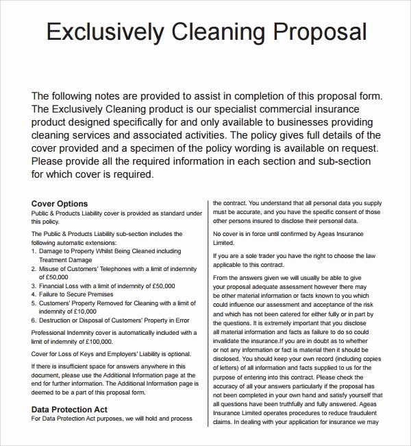 Free Cleaning Proposal Template Fresh 13 Cleaning Proposal Templates – Pdf Word Apple Pages