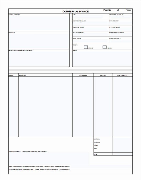 Free Commercial Invoice Template Best Of 18 Free Mercial Invoice Templates