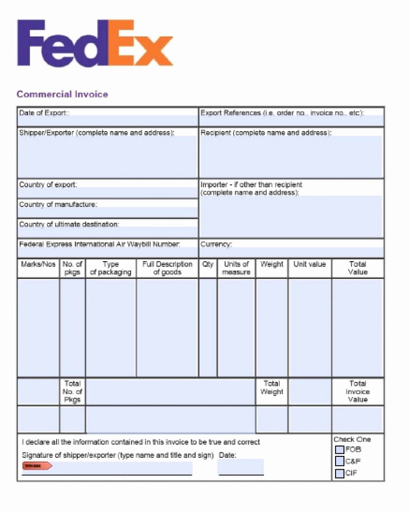 Free Commercial Invoice Template Best Of Tnt Mercial Invoice Template