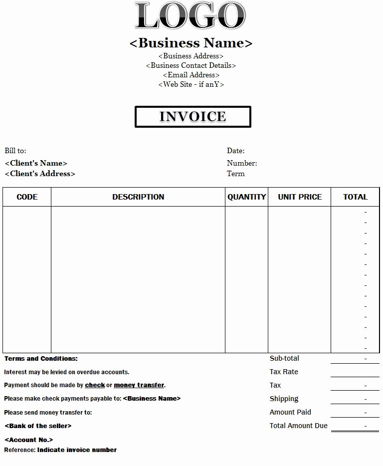 Free Commercial Invoice Template Luxury Use Printable Invoices