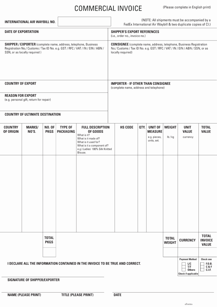 Free Commercial Invoice Template New International Shipping Invoice Template Free International