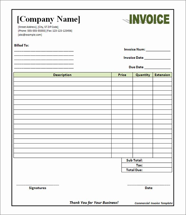 Free Commercial Invoice Template Unique 18 Free Mercial Invoice Templates