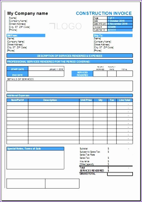 Free Construction Invoice Template Lovely 10 Business Bud Template Excel Exceltemplates