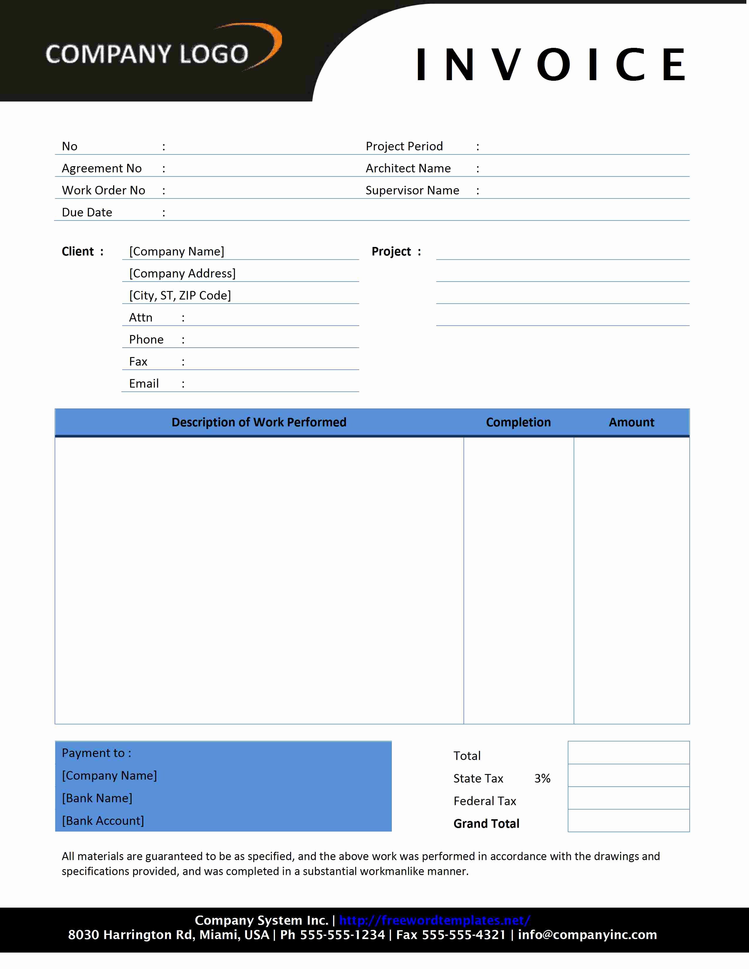 Free Construction Invoice Template Lovely Contractor Invoice