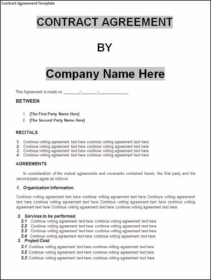 Free Contract Template Word Beautiful Contract Agreement Template Word Excel formats