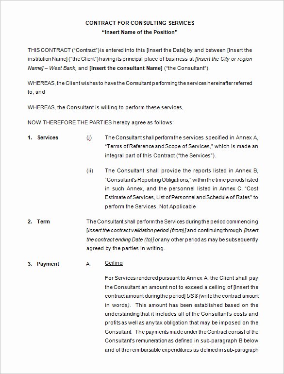 Free Contract Template Word Best Of 10 Consulting Contract Templates Pdf Doc