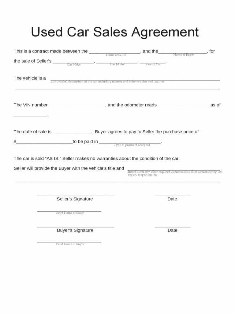 Free Contract Template Word Best Of Auto Purchase Agreement Example Mughals