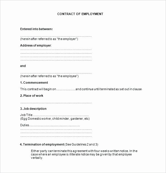 Free Contract Template Word Elegant Employment Contract Template Word Image – Employment
