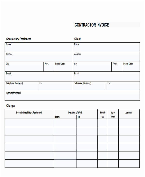 Free Contractor Invoice Template Elegant 18 Free Contractor Invoice Samples