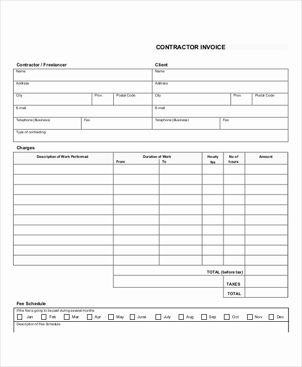Free Contractor Invoice Template Fresh 10 Contractor Invoice Samples – Pdf Word Excel