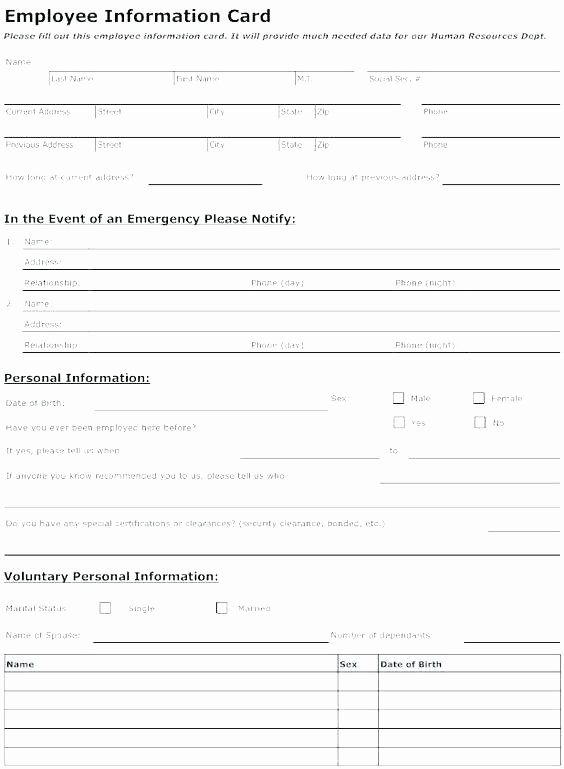 Free Data Sheet Template Best Of Employee Personal Data form Template New Download Free