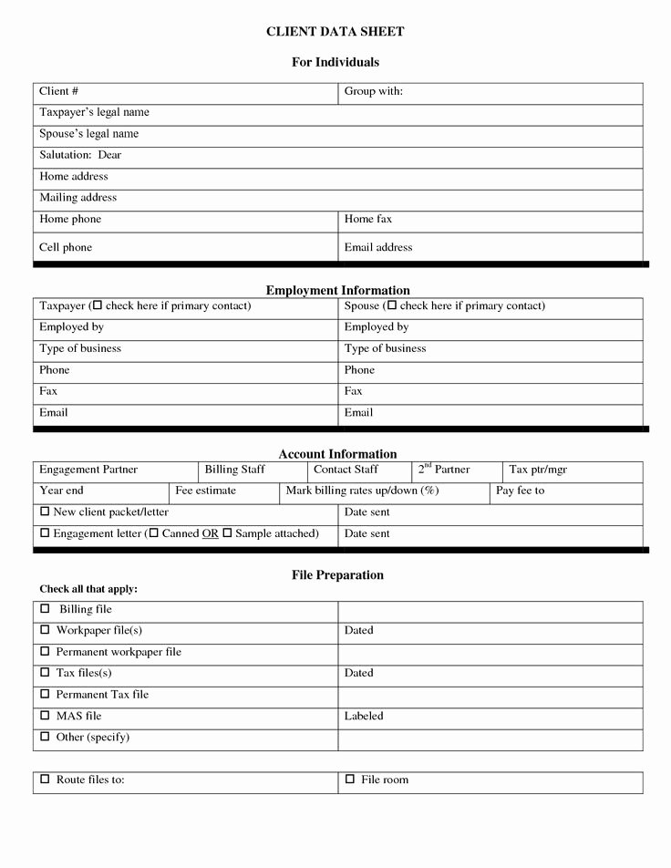 Free Data Sheet Template Fresh Free Personal Information forms