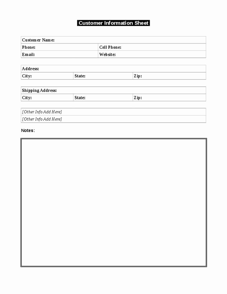 Free Data Sheet Template New Use This Simple Customer Information Template to Keep A