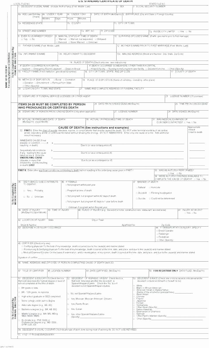 Free Death Certificate Template Awesome Free Death Certificate Template Blank Death Certificate