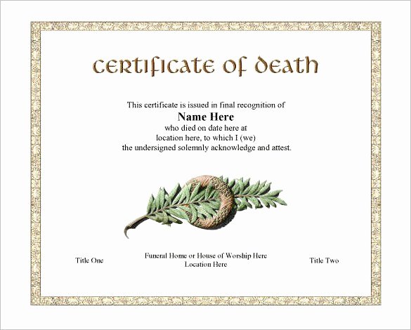 Free Death Certificate Template Lovely 7 Free Death Certificate Templates formats &amp; Designs