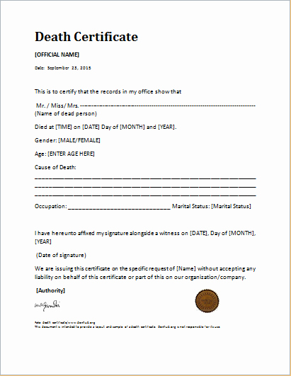 Free Death Certificate Template New Death Certificate formats