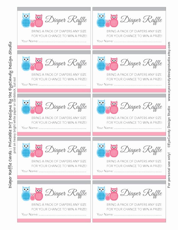 Free Diaper Raffle Template Beautiful Items Similar to Printable Owl Diaper Raffle Tickets