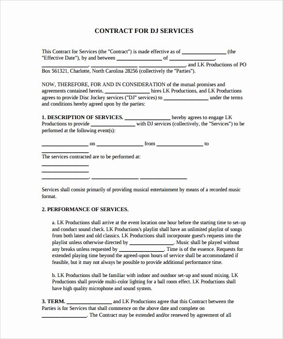 Free Dj Contract Template Awesome 16 Sample Best Dj Contract Templates to Download