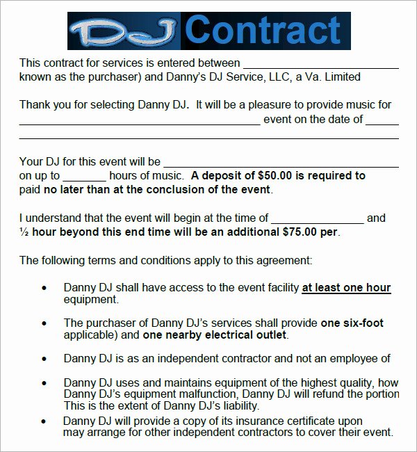 Free Dj Contract Template Beautiful 16 Sample Best Dj Contract Templates to Download