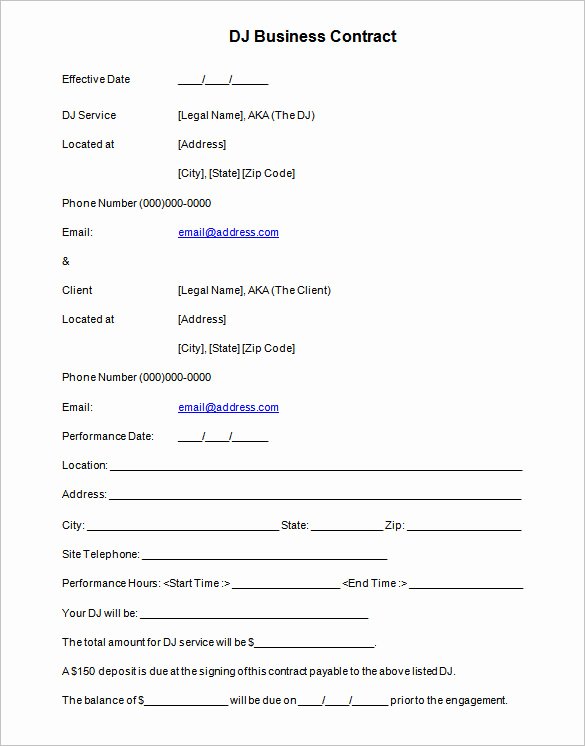 Free Dj Contract Template New 14 Dj Contract Templates Pdf Google Docs Apple Pages