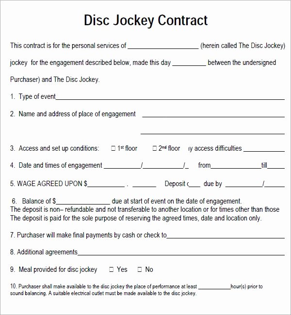Free Dj Contract Template New Dj Contract 7 Free Pdf Download
