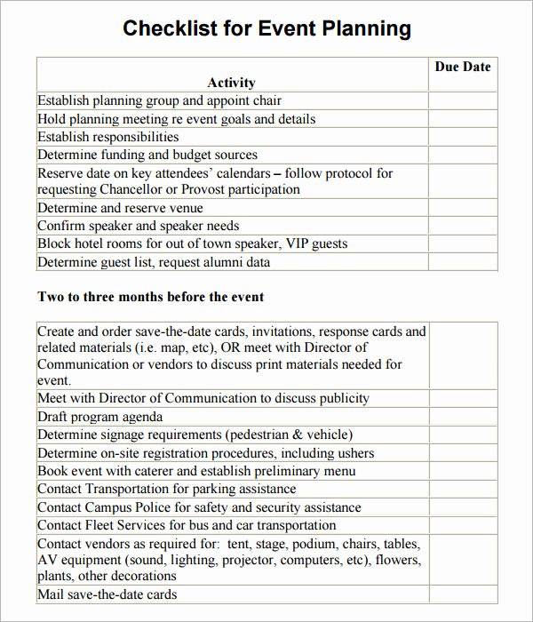 Free event Plan Template New 11 Sample event Planning Checklists – Pdf Word
